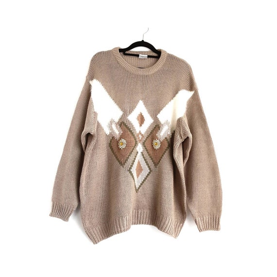 Taupe Brown Embellished Jumper Vintage Sweater An… - image 7
