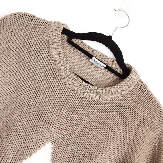 Taupe Brown Embellished Jumper Vintage Sweater An… - image 2