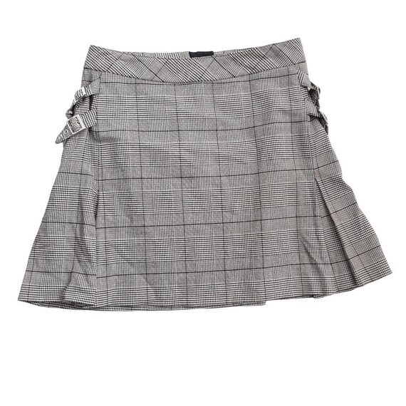 Grey houndstooth pleated skirt hot sale