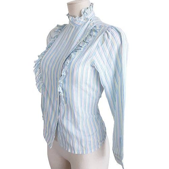 Pastel Striped Blouse Vintage Women's Multicolour… - image 10