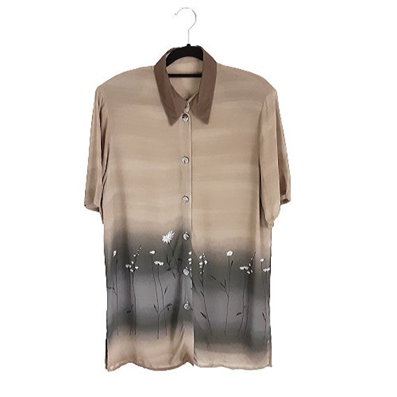Women's Brown Comfort Floral Semi Sheer Printed Casual Shirt