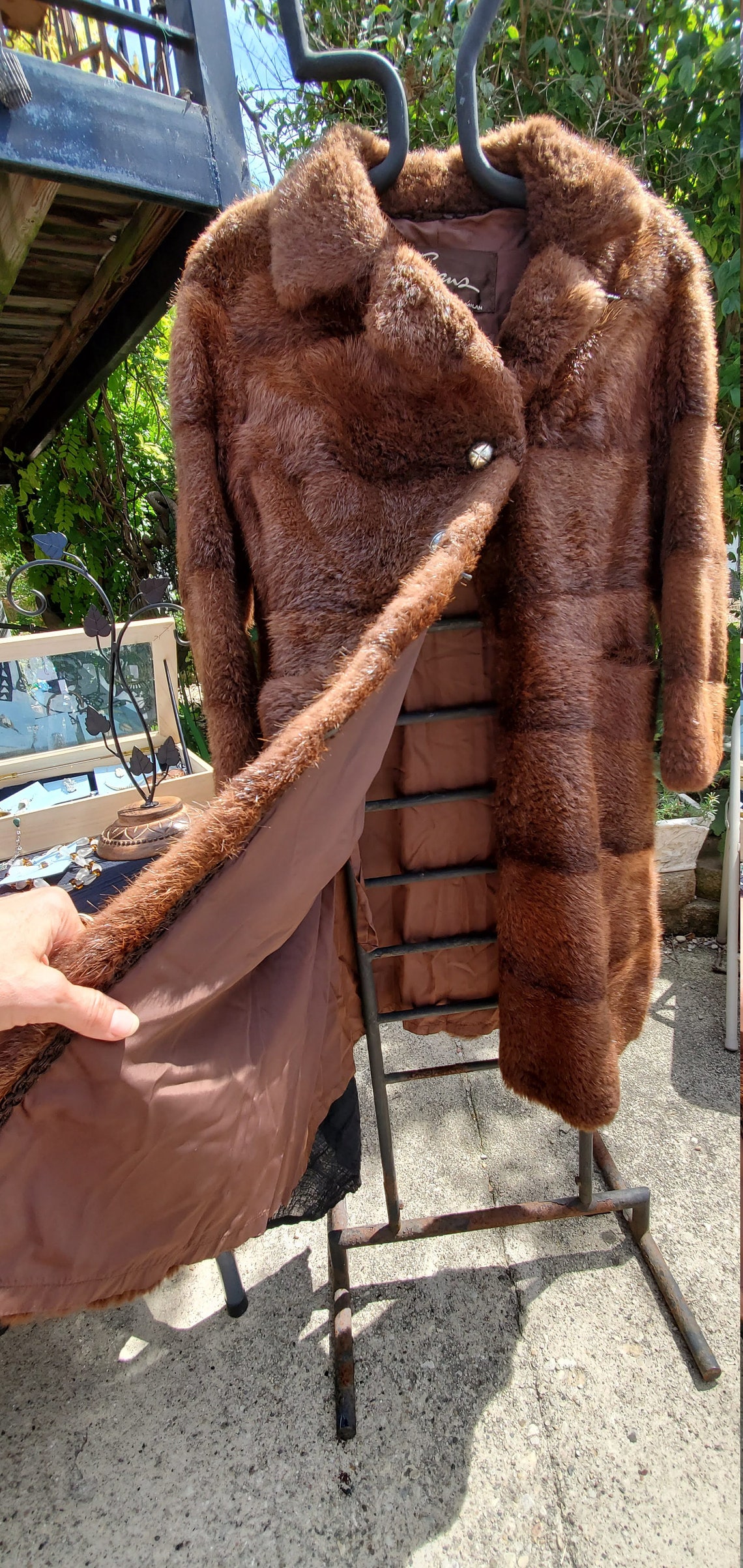 Nutria Coypu Nutria Fur Coat, Evans Size 7, Austrian Lined Beaver Long