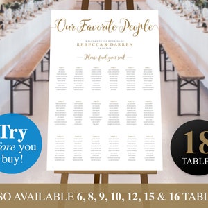 Wedding Seating Chart Template Gold A1 or 24 x 36