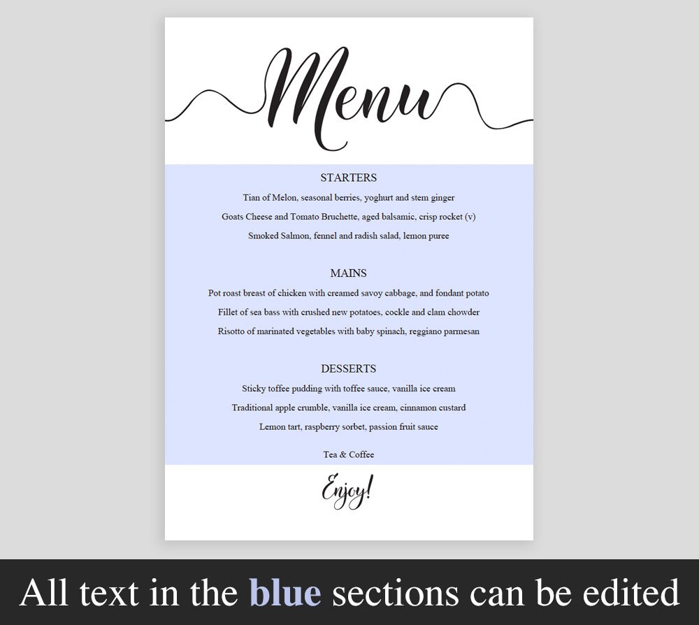 Wedding Welcome Sign, Seating Chart, Menu and Invitation Template ...
