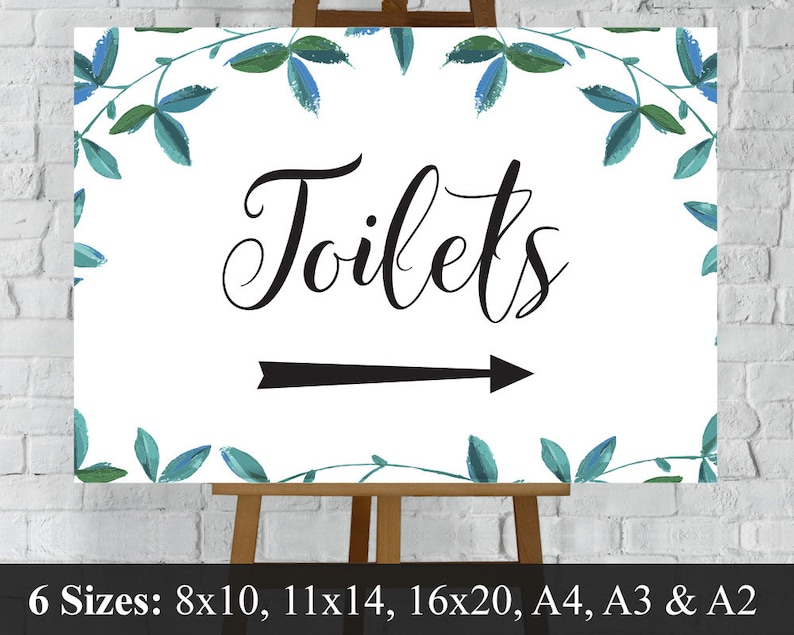 Toilet Sign. Wedding Restrooms Directions Toilets Left & Right Arrows