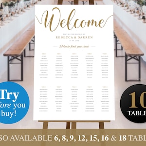 Gold Seating Chart Template with 10 tables