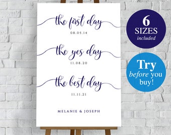 Navy Wedding Sign, Memorable Dates (Digital Download)