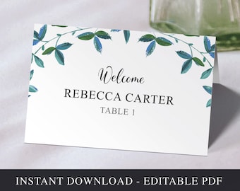 Wedding Place Card Template. Folded Name Cards