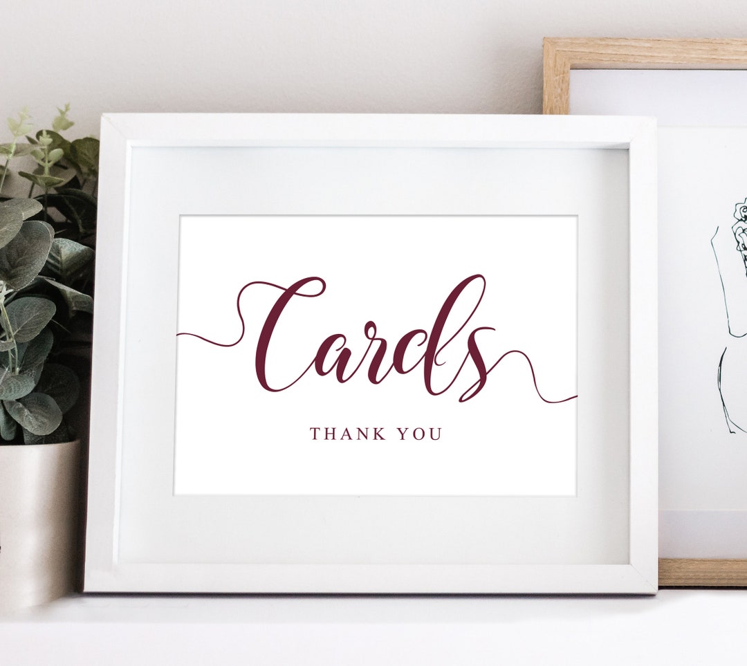 Cards Sign Printable Burgundy Wedding Cards Sign Printable Download - Etsy