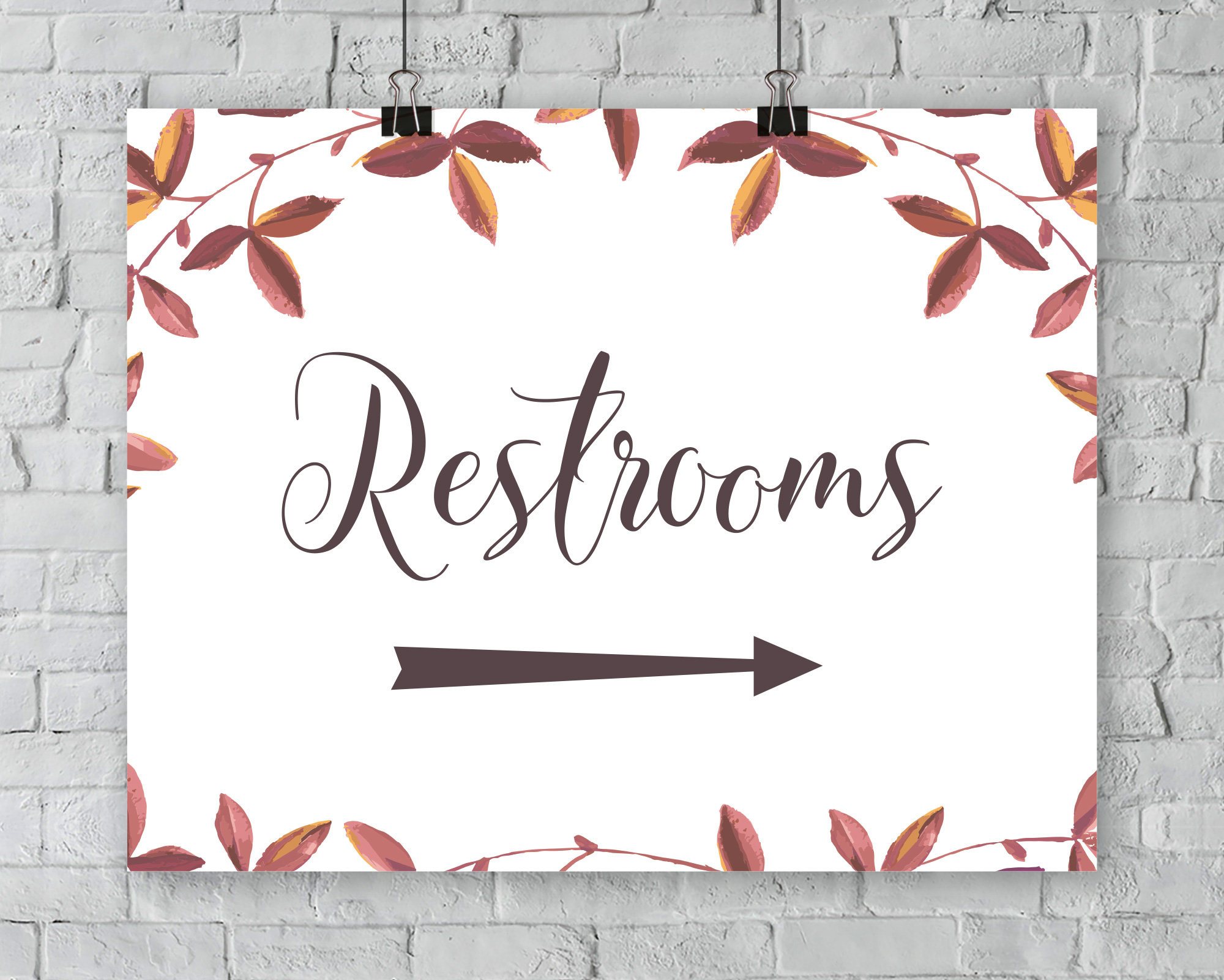 Rótulo de baños rústicos. Flechas izquierda y derecha imprimibles con hojas  de otoño - Etsy México, image size:2000x1600