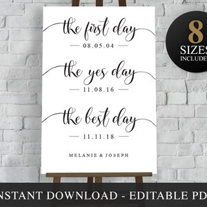 Memorable Dates Sign. Wedding Dates Printable, Editable Instant Download