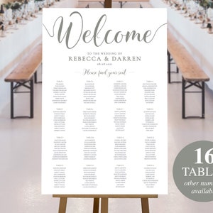 Sage Green 16 Table Wedding Seating Chart Template