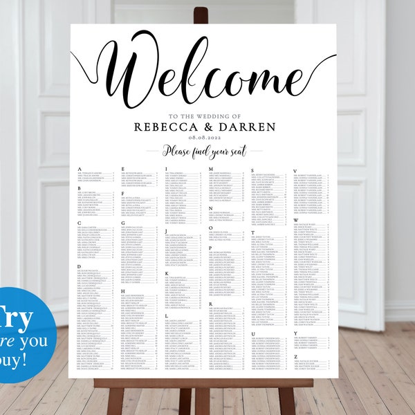 36"x48" Seating Chart Template 400 guests