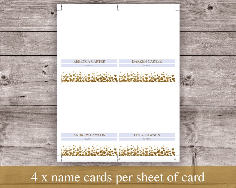 Wedding Place Cards Gold Template Printable Editable PDF Folded Tent ...