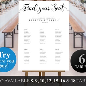 Find Your Seat Seating Chart Template