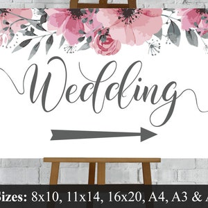 Wedding Directions Sign. Left & Right Arrows Wedding This Way Printable Download