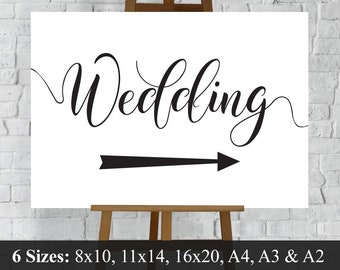 Wedding Directions Sign. Wedding This Way Left & Right Arrows Printable Download