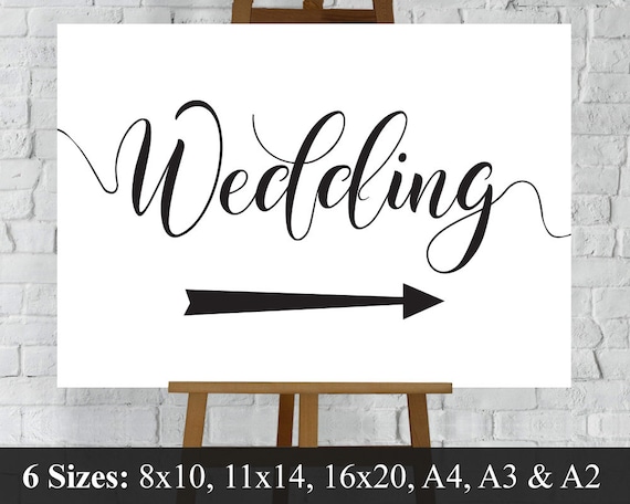 Navy Blue Pink /& Silver This Way Arrow Right Personalised Wedding Sign