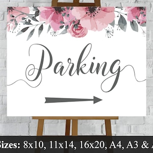 Parking Directions Sign. Wedding Car Park Arrows. Parking Lot Left & Right Printable Download