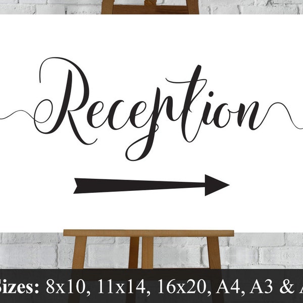 Wedding Reception Sign. Directions Left & Right Arrows Printable Download