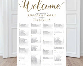 Gold Alphabetical Wedding Seating Chart Template