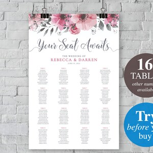 Hochzeit Sitzplan Vorlage Rosen 16 Tische