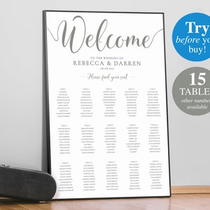 Sage Green Wedding Seating Chart Template 15 Tables