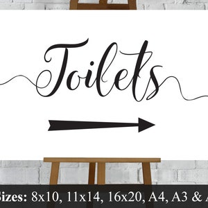 Toilets Sign. Wedding Restroom Directions Left & Right Arrows Printable Download