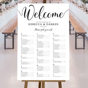 Sjabloon tafelindeling bruiloft alfabetisch. Grote A-Z plattegrond A1 of 24 x 36 inch