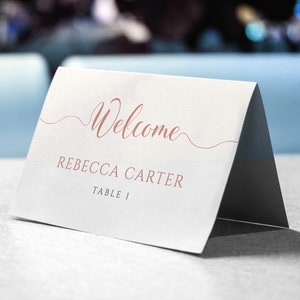 Rose Gold Place Cards Template. Printable Editable Wedding Name Cards Folded Tent Cards - Etsy