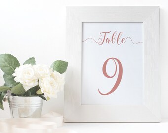 Rose Gold Wedding Table Numbers PDF 5x7