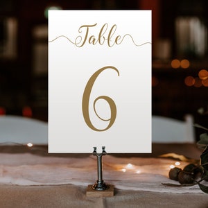 Gold Wedding Table Numbers 5x7 Printable PDF