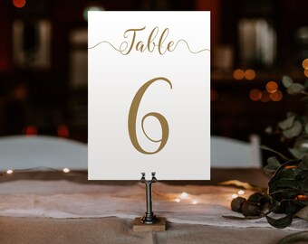 Gold Wedding Table Numbers 5x7 Printable PDF