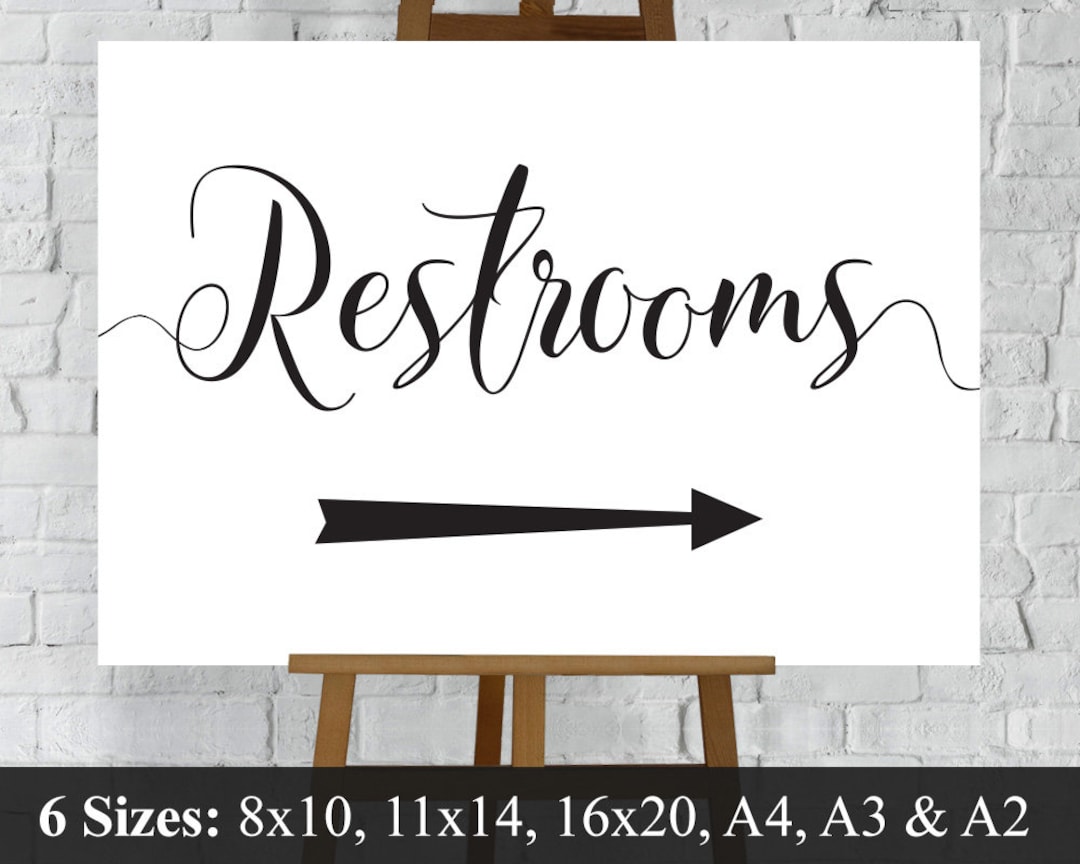 Signo de baños de boda. Direcciones Inodoros Flechas izquierda y derecha  Descarga imprimible - Etsy México, image size:1080x864