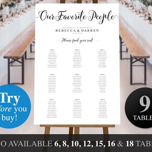 Seating Chart Template. Wedding Christening Birthday Party Bar Mitzvah Corporate Events
