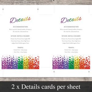 Lesbian Wedding Invitation Set Mrs & Mrs Details Card Rsvp Set Printable Editable PDF Templates INSTANT DOWNLOAD Gay Pride Hearts Invite image 8