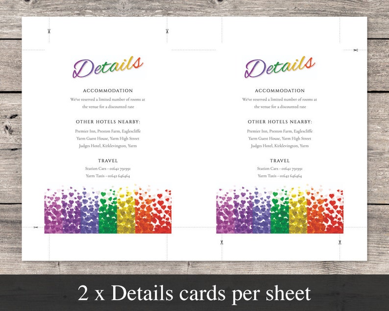 Lesbian Wedding Invitation Set Mrs & Mrs Details Card Rsvp Set Printable Editable PDF Templates INSTANT DOWNLOAD Gay Pride Hearts Invite image 8