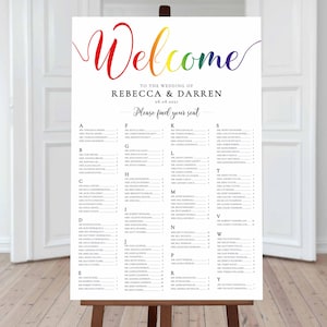 Sjabloon regenboog-zittafel | LHBT | Trots | Alfabetisch