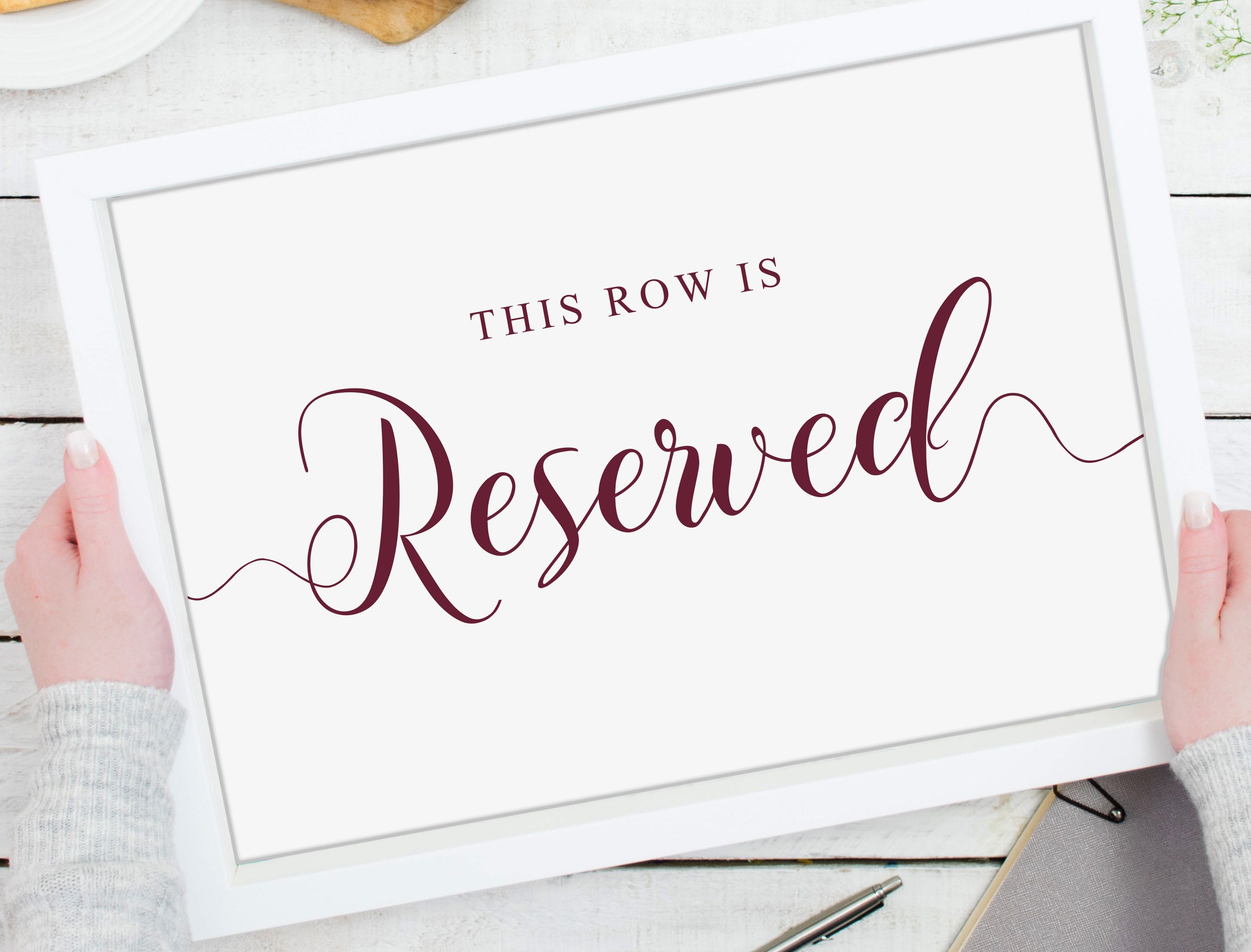 Reserved Sign Burgundy Wedding Sign This Row is Reserved Printable ...