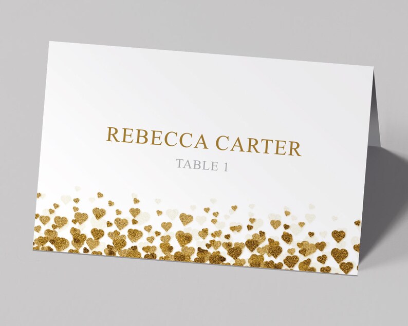 Wedding Place Cards Gold Template Printable Editable PDF Folded Tent ...