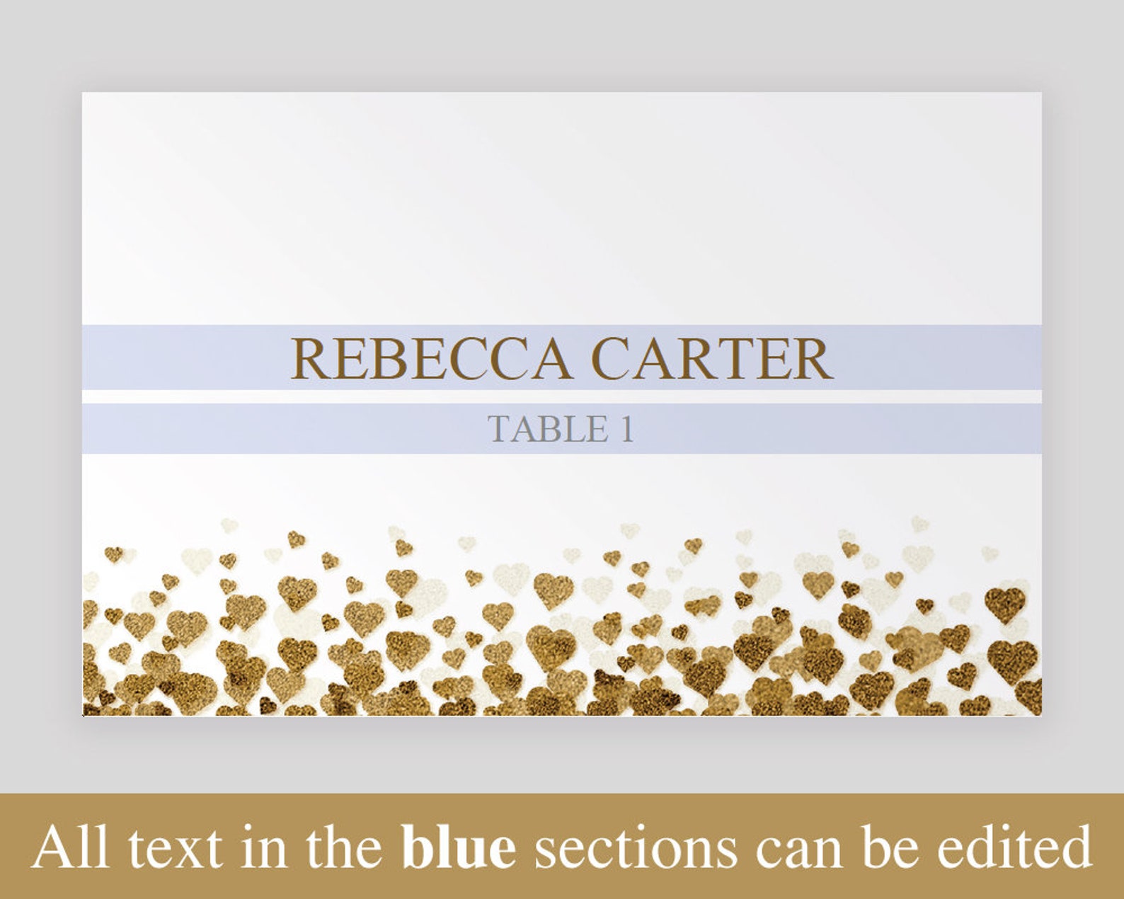 Wedding Place Cards Gold Template Printable Editable PDF Folded Tent ...