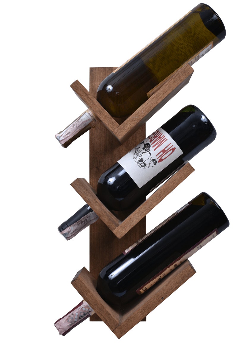 Wall Mounted Rack Wine Storage Racks Mount Wood 6 Bottle