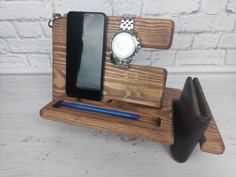 Wood Organizer Desk Organizer Wood Wooden Phone Stand Etsy