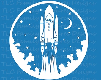 Space Launch SVG, Rocket png, Space Shuttle SVG, para Cricut, para Silhouette, space shirt cut file, diseño de la NASA, Space X, exploración espacial