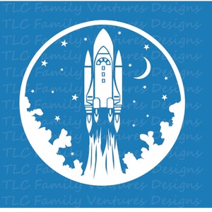 Space Launch SVG, Rocket png, Space Shuttle SVG, voor Cricut, voor Silhouette, space shirt cut file, NASA design, Space X, ruimteverkenning