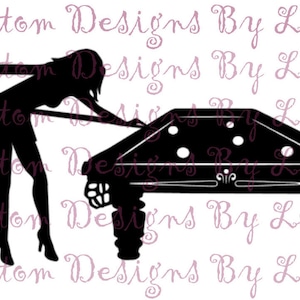 Biliardo Chick SVG, Girl Shooting Pool svg, file di taglio del biliardo per cricut, tavolo da biliardo svg, pool shot svg, biliardo design svg