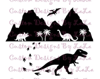 Dinosaur Scene SVG, T-Rex svg, Dinosaur cutting file for cricut, Dino design svg, dinosaur shirt svg, dinosaur silhouette svg, png