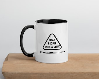 I Beat People With A Stick Billiards Mug, Unique Gift for Pool and Billiard Players, Pool Shark Mug with Color Options