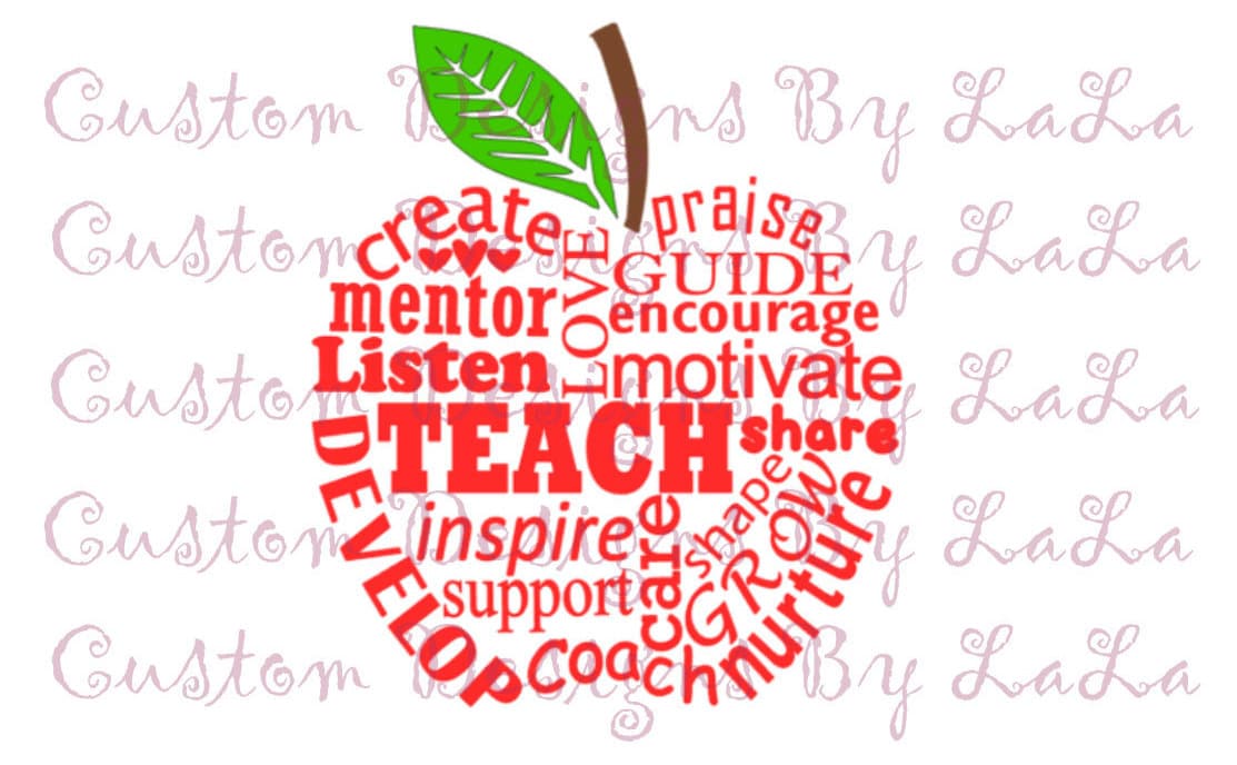 Download Teacher Word Apple Svg Apple Word Art Svg Teacher Etsy