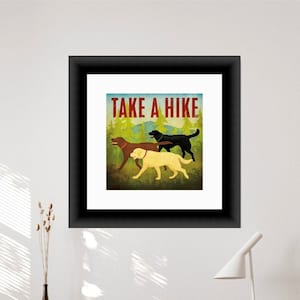 Take a Hike Lab II, Fine Art Print, Dog Art, Black Lab, Brown Lab, Yellow Lab, Home Decor, Wall Art, Dog , Retro/Vintage, Gift for Him